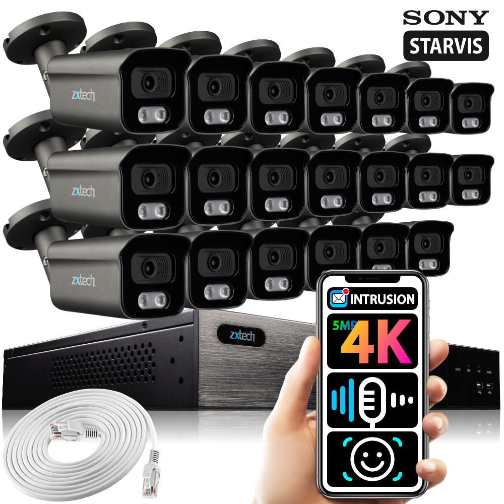 Zxtech 20 x 5MP 8MP IR PoE Camera Face Recognition Full System RX20F24W